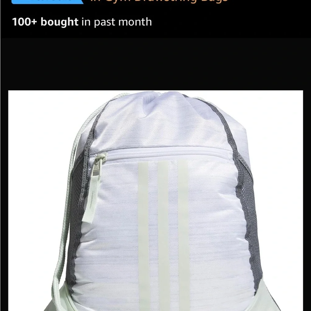 Adidas White and Gray Alliance II Sackpack